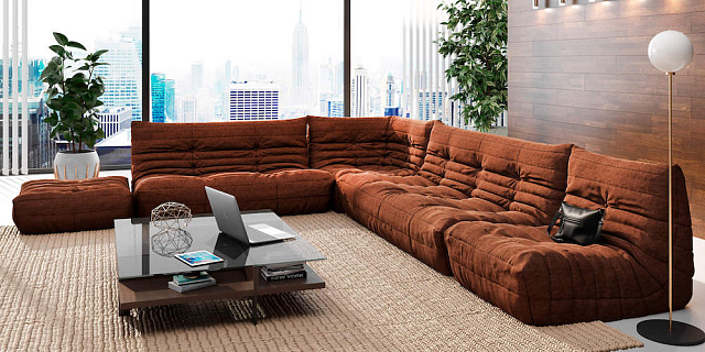 Угловой диван в интерьере гостиной-9, угловой диван Француз